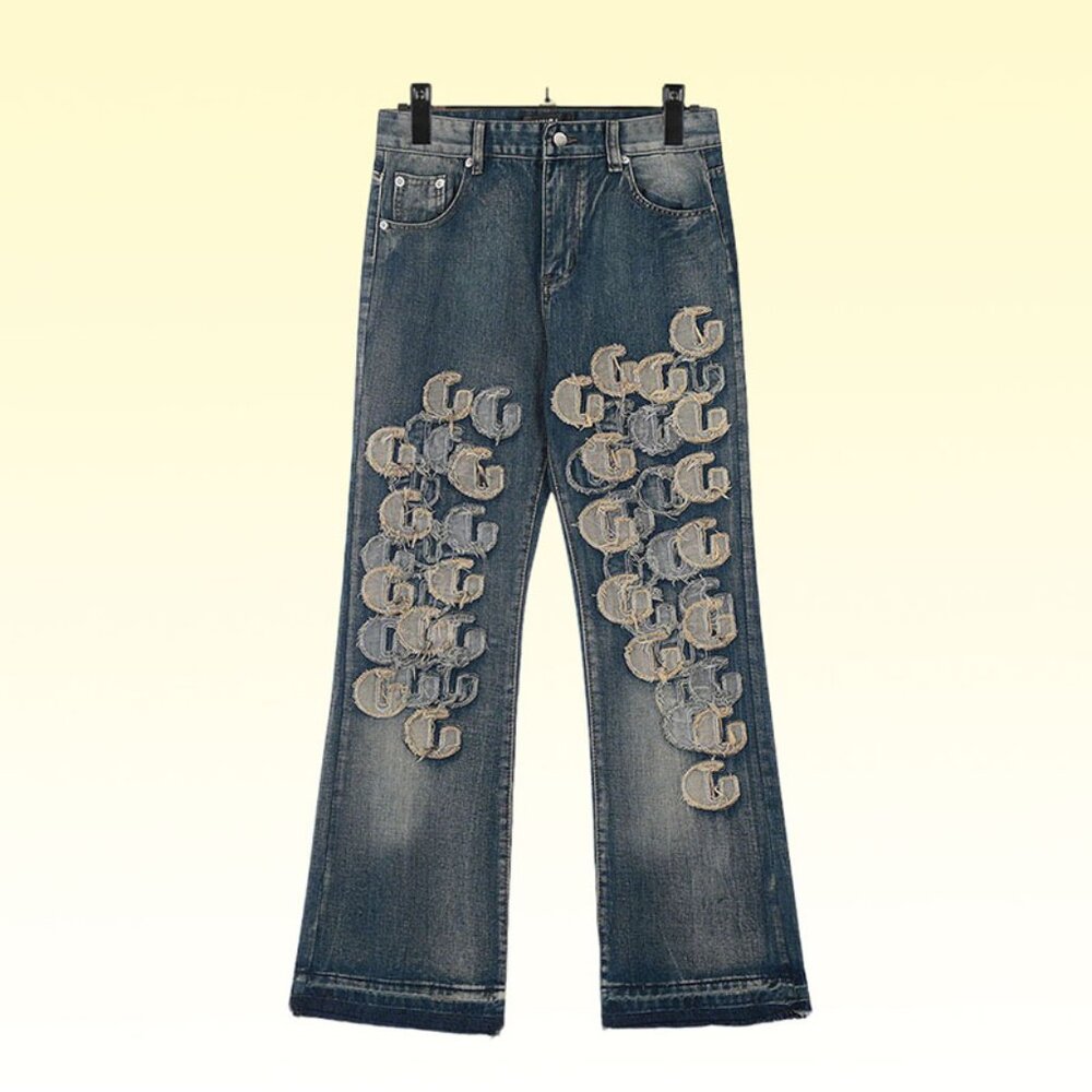 Amiri Dark Blue All Over G Patch Slim Jeans